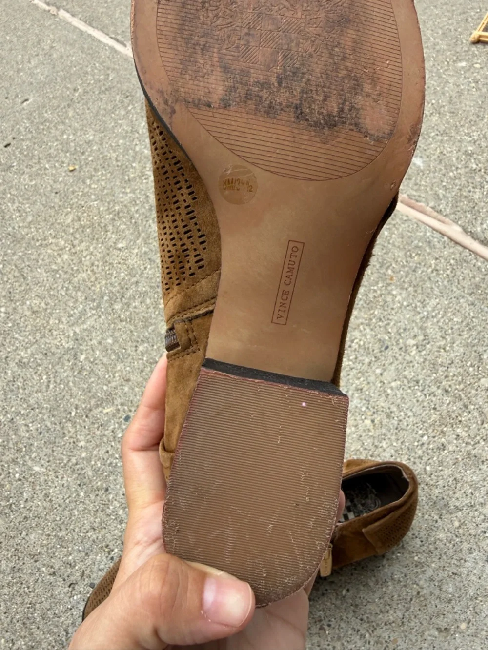 Vince Camuto Brown Suede Slip-On Ankle Boots
